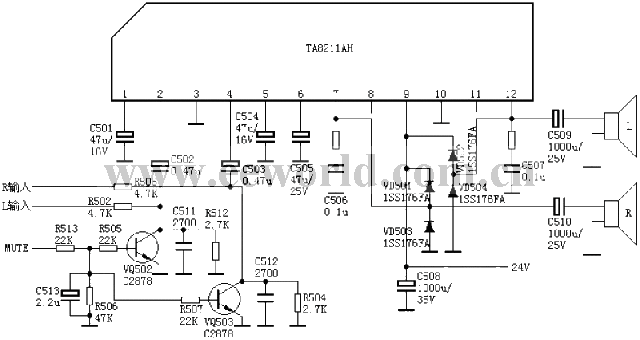 TA8211AH 伴音电路–电路图–电子工程世界