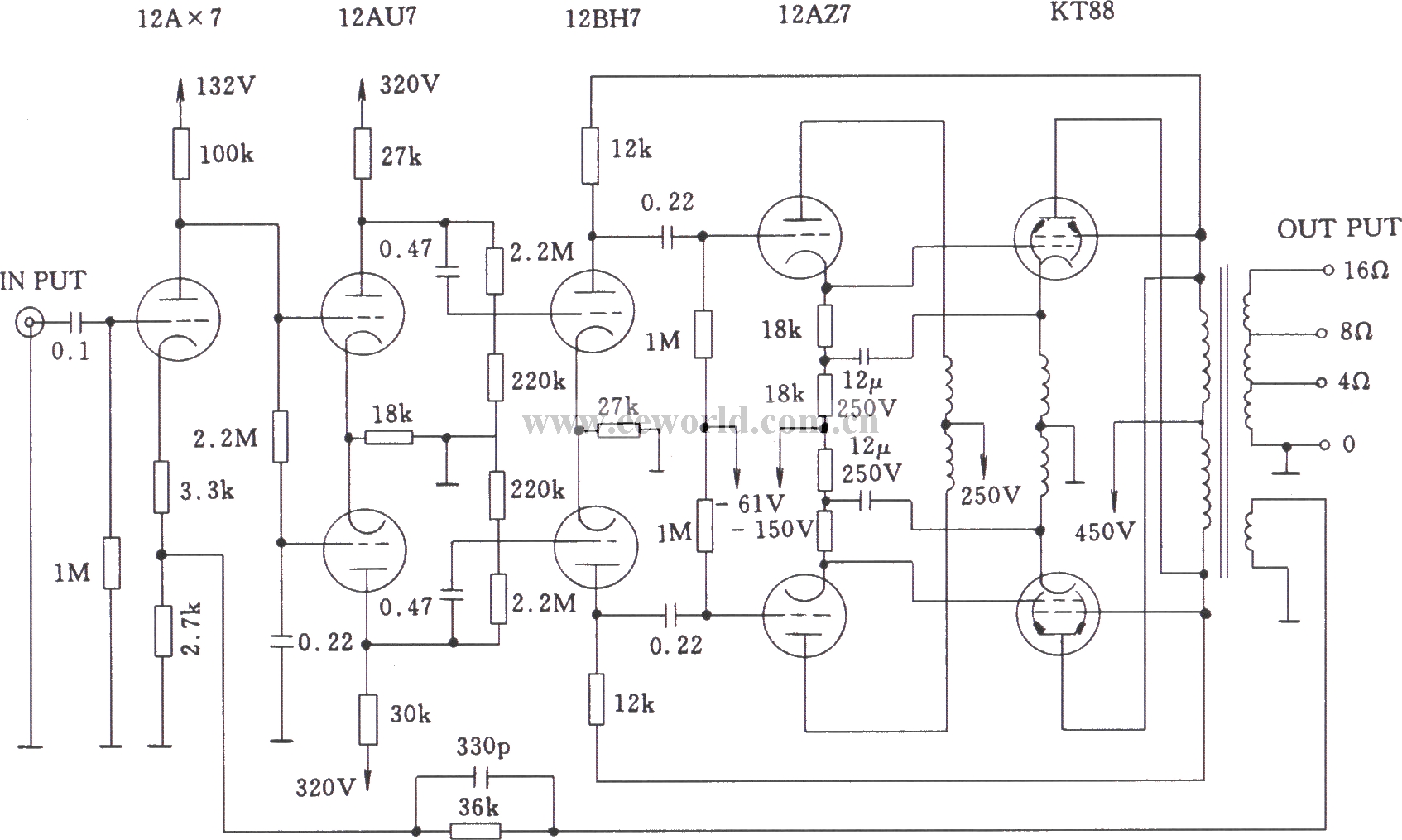 电子管麦景图MC-275(McIntosh 275)功率放大器电路图